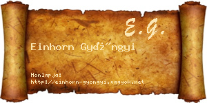 Einhorn Gyöngyi névjegykártya